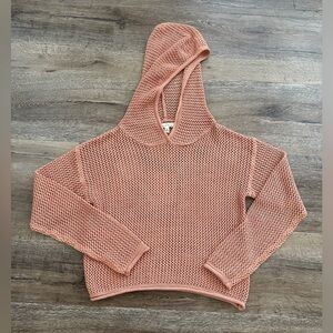 Love Tree Coral Mesh Knit Hoodie Sweater